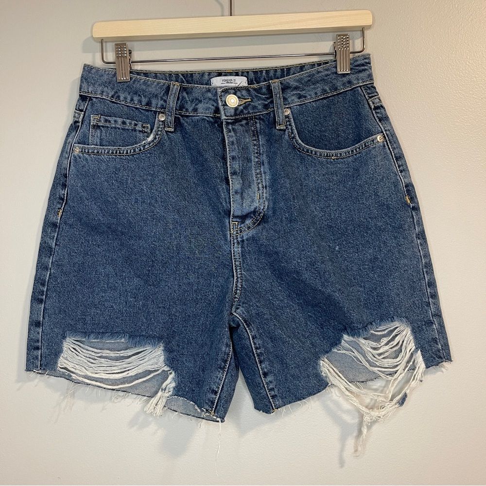 Forever 21 Denim Short High Medium Wash Size 27 NWT
